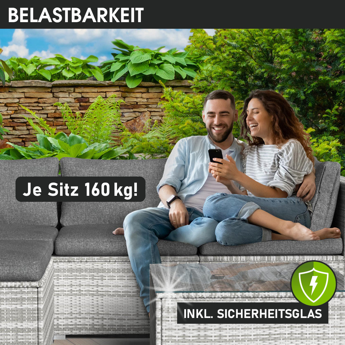 Polyrattan Gartenmöbelset DREAMS grau
