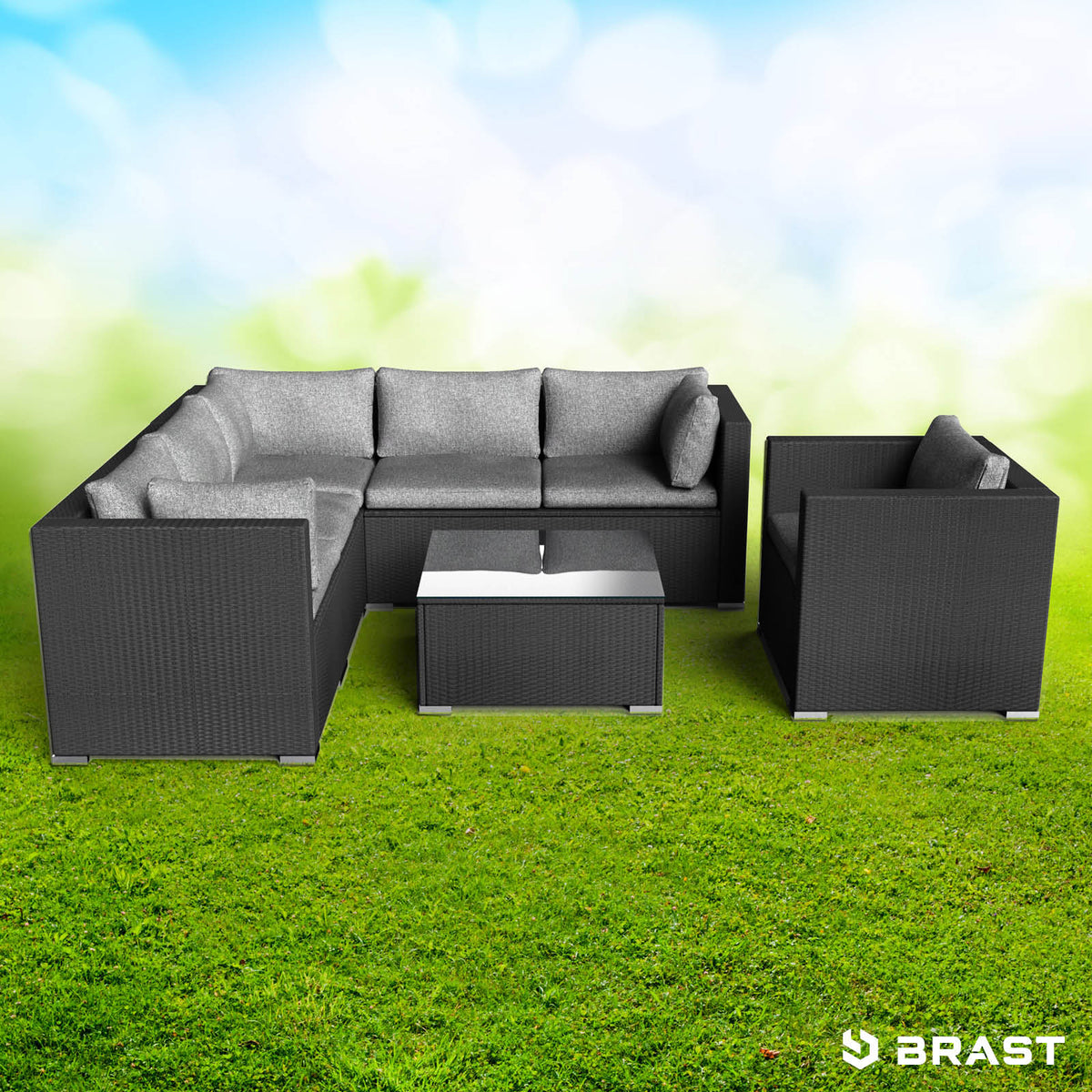Polyrattan Gartenmöbelset HARMONY schwarz
