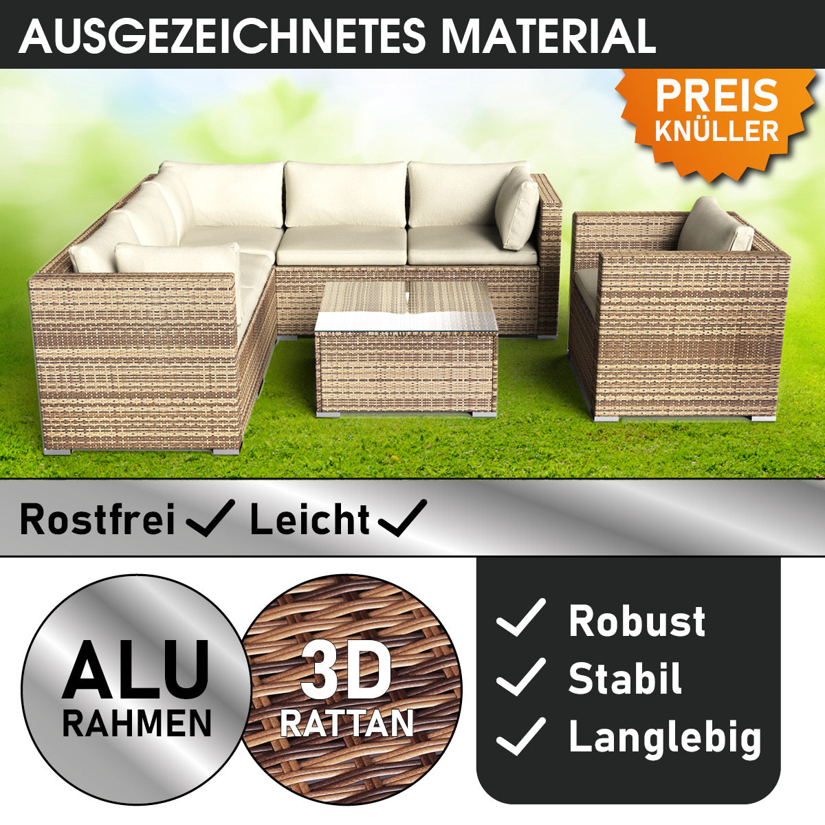 Polyrattan Gartenmöbelset HARMONY braun