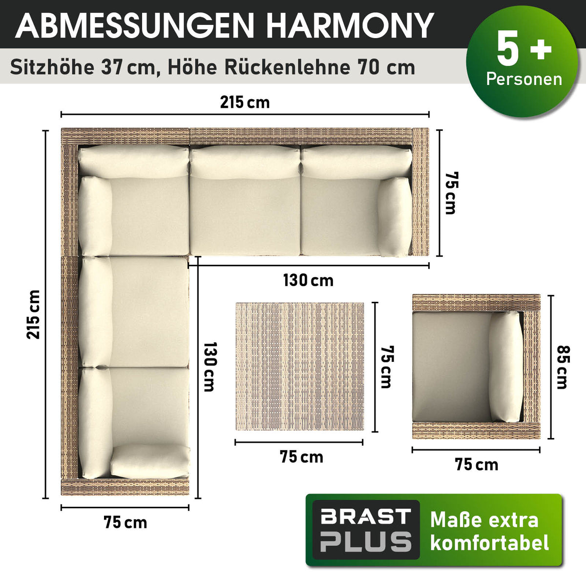 Polyrattan Gartenmöbelset HARMONY braun