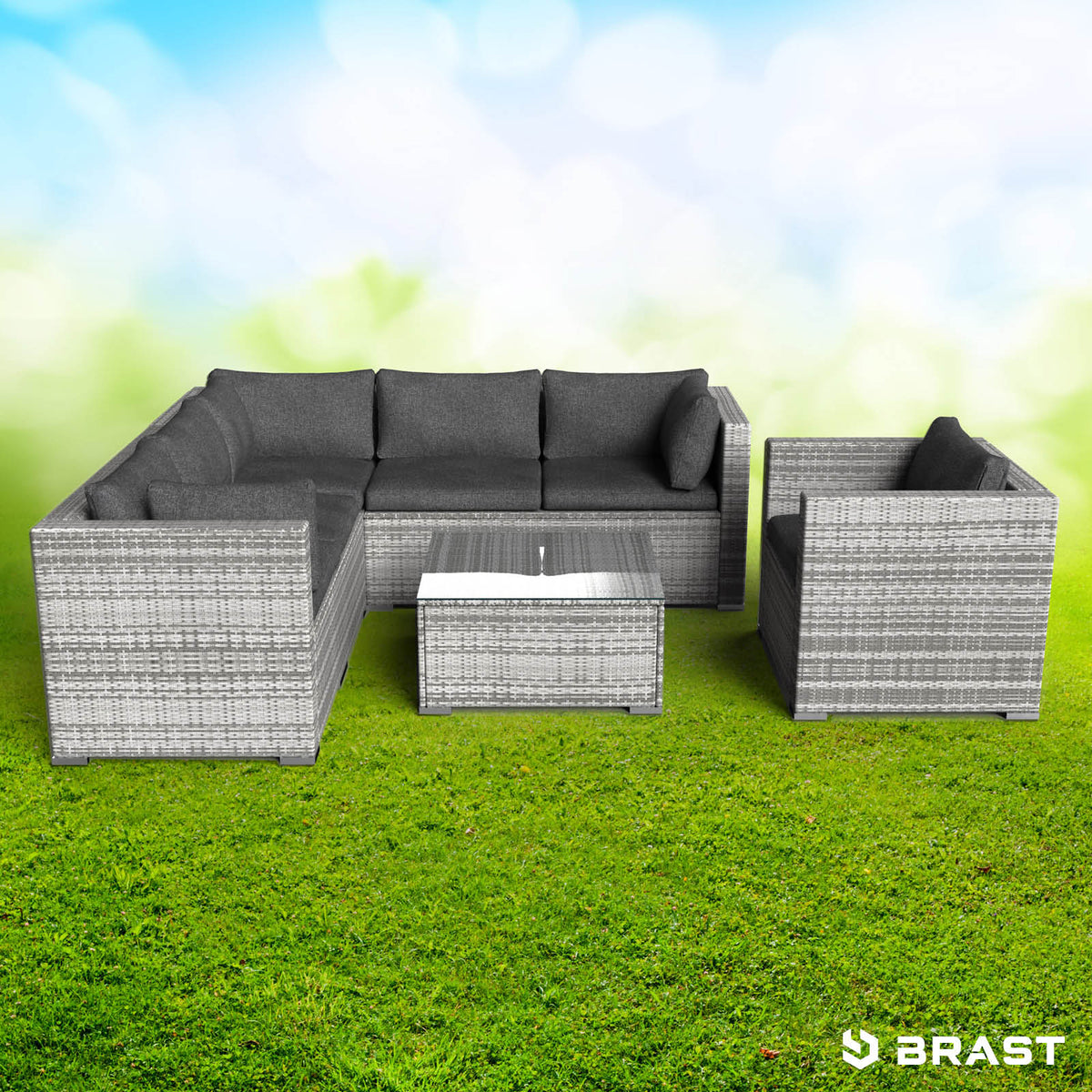 Polyrattan Gartenmöbelset HARMONY grau