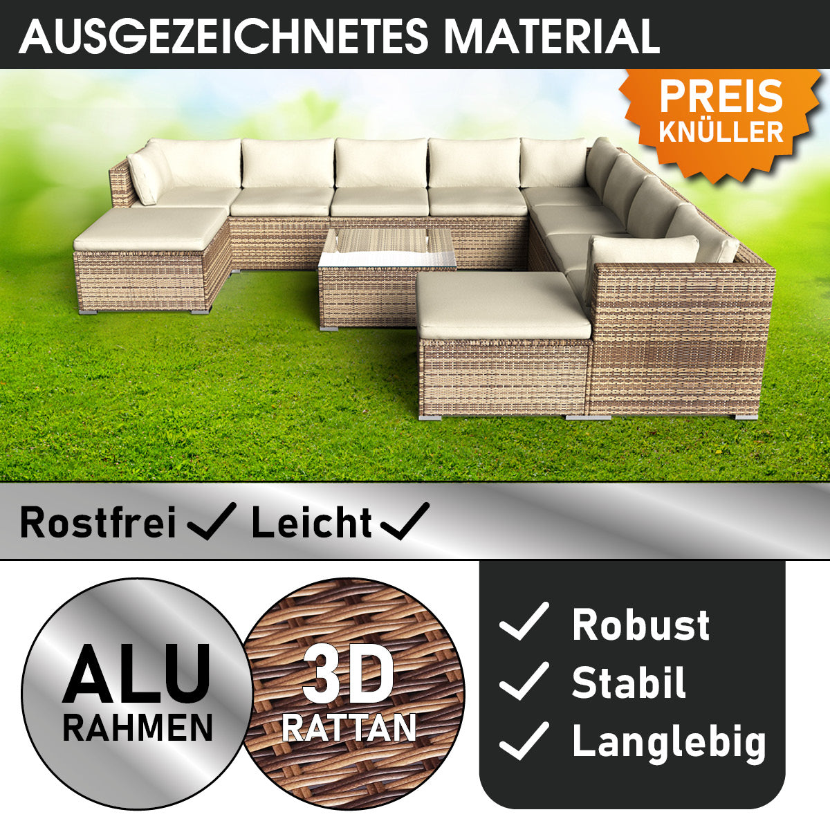 Polyrattan Gartenmöbelset FREEDOM braun