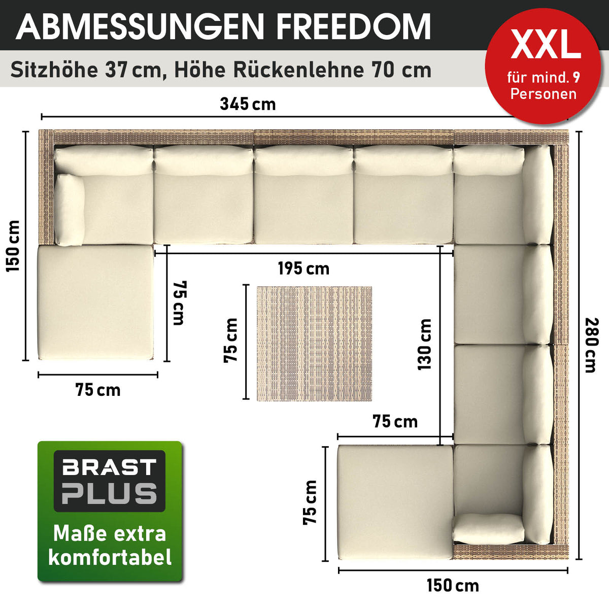 Polyrattan Gartenmöbelset FREEDOM braun