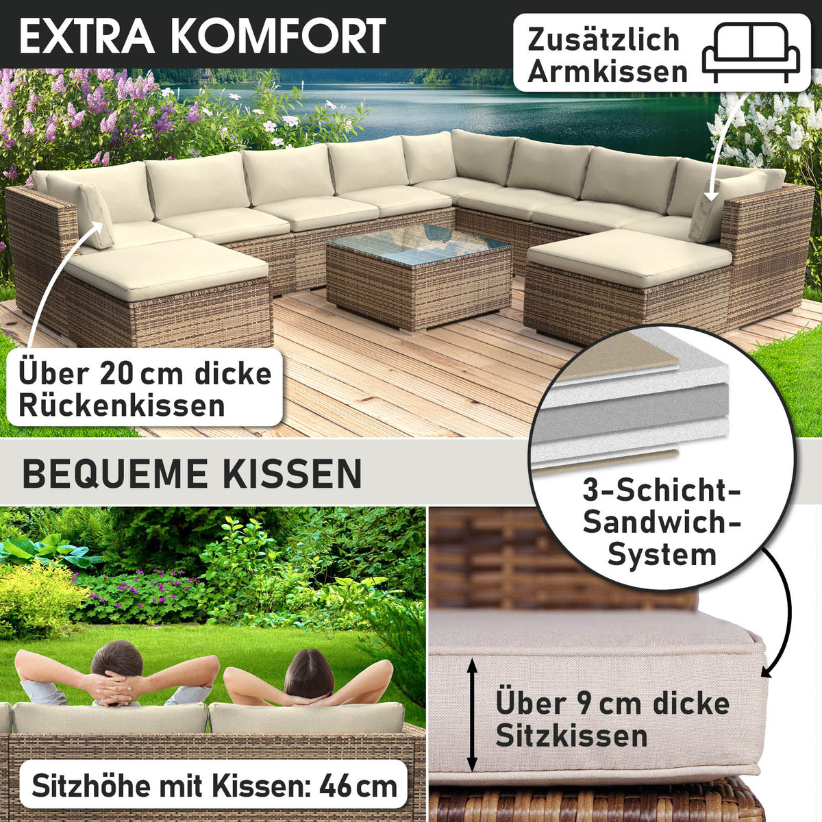 Polyrattan Gartenmöbelset FREEDOM braun