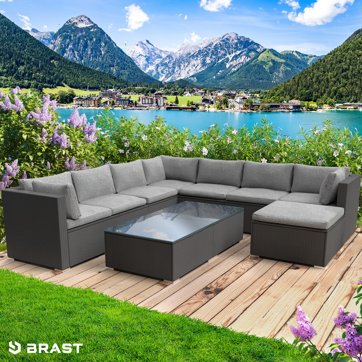 Polyrattan Gartenmöbelset PLEASURE schwarz