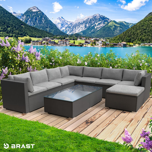 Polyrattan Gartenmöbelset PLEASURE schwarz