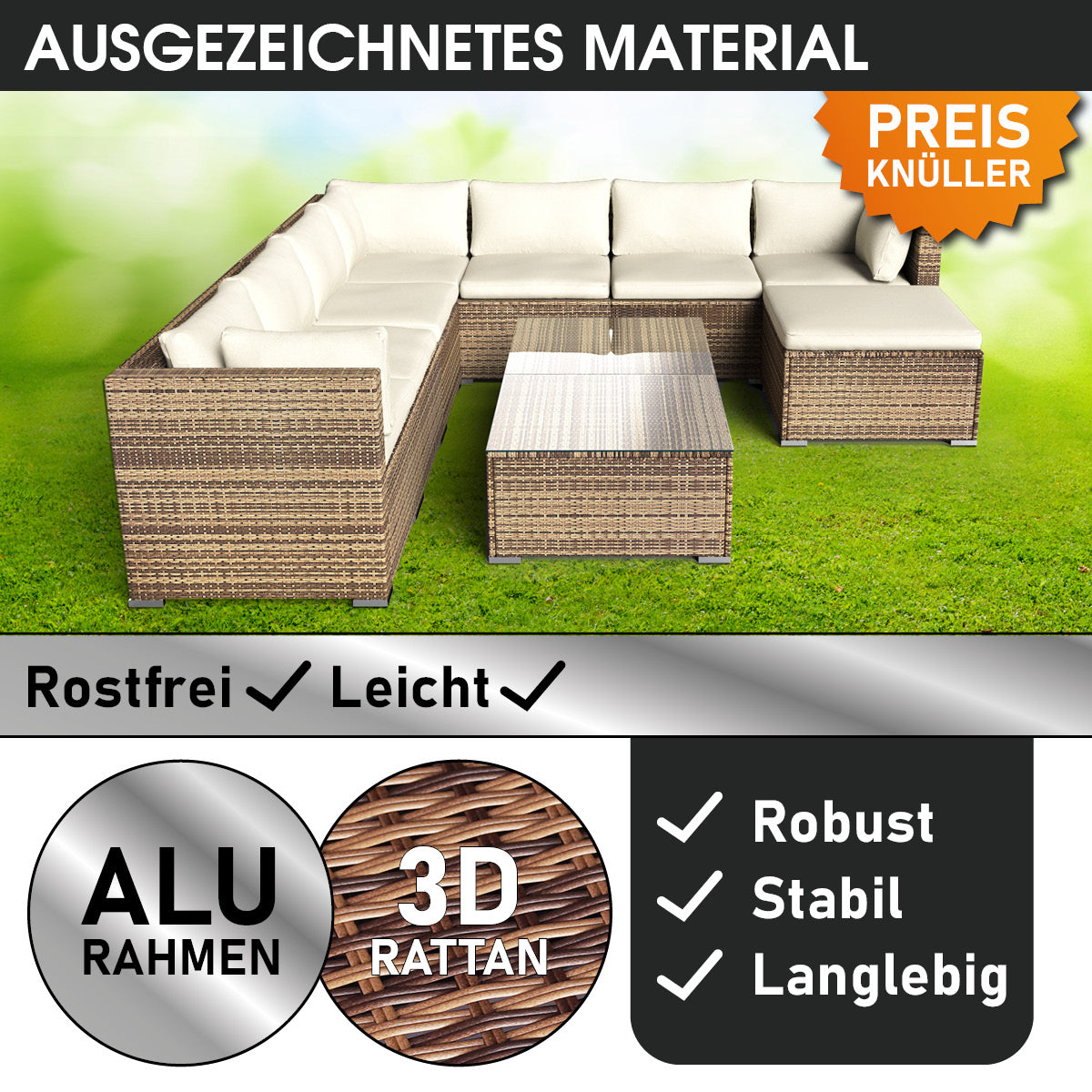 Polyrattan Gartenmöbelset PLEASURE braun