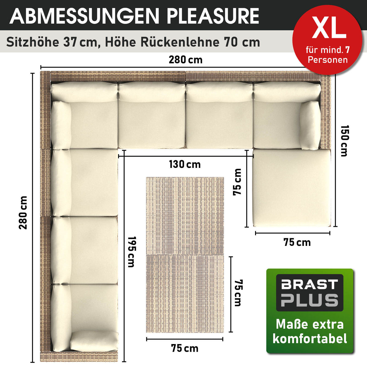 Polyrattan Gartenmöbelset PLEASURE braun