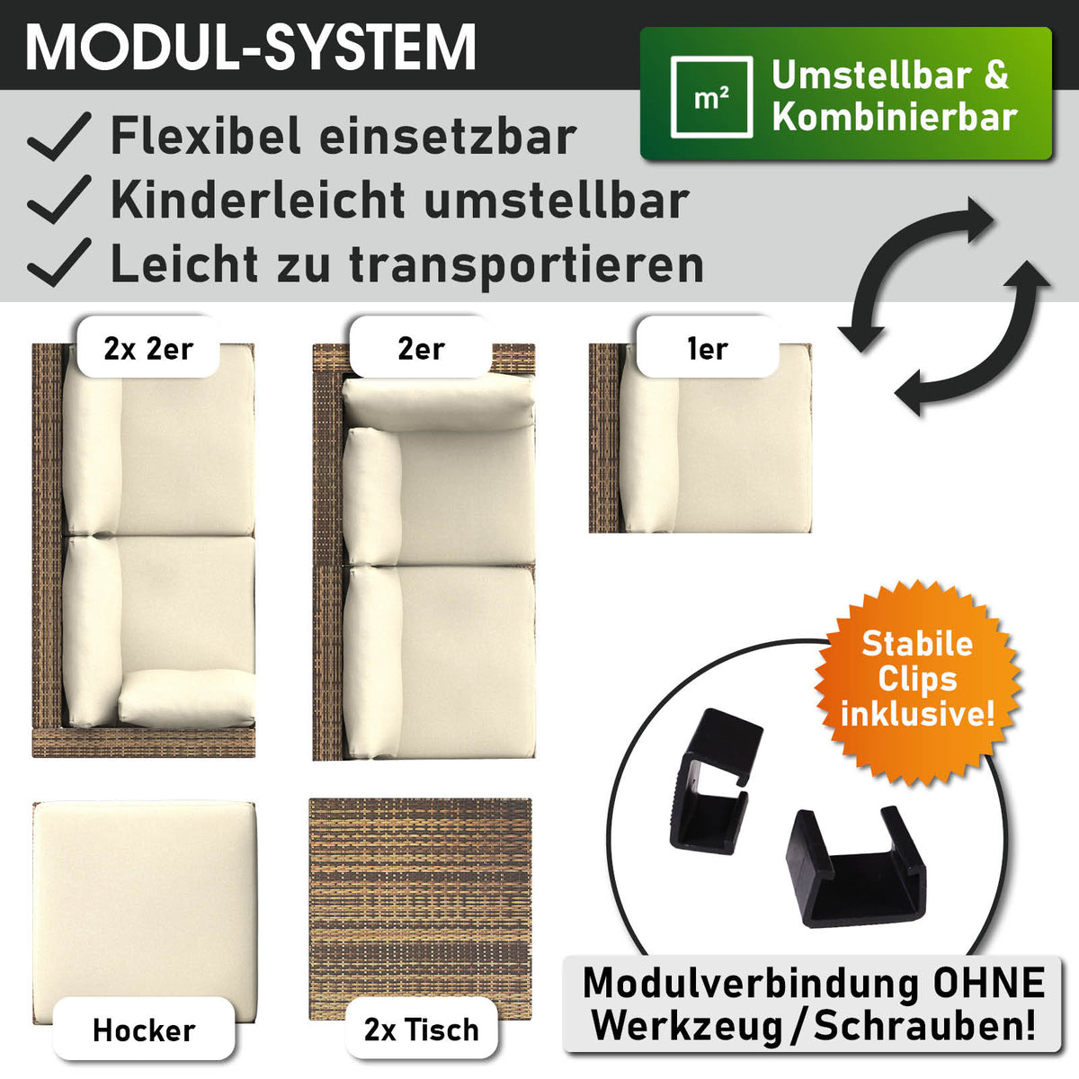Polyrattan Gartenmöbelset PLEASURE braun