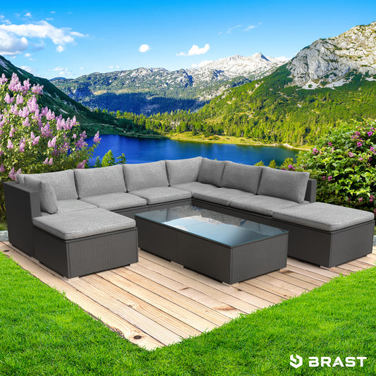 Polyrattan Gartenmöbelset WELLNESS schwarz