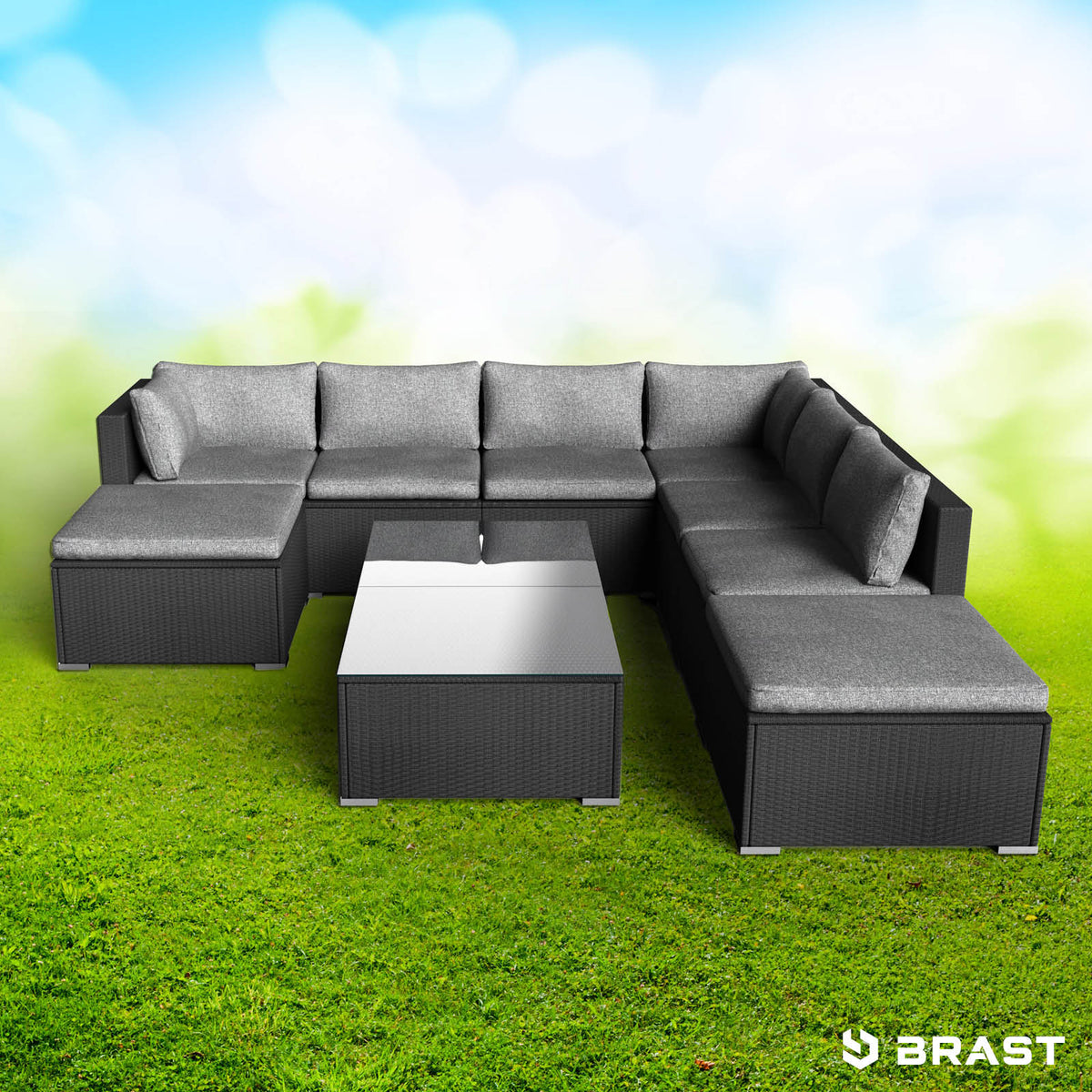Polyrattan Gartenmöbelset WELLNESS schwarz