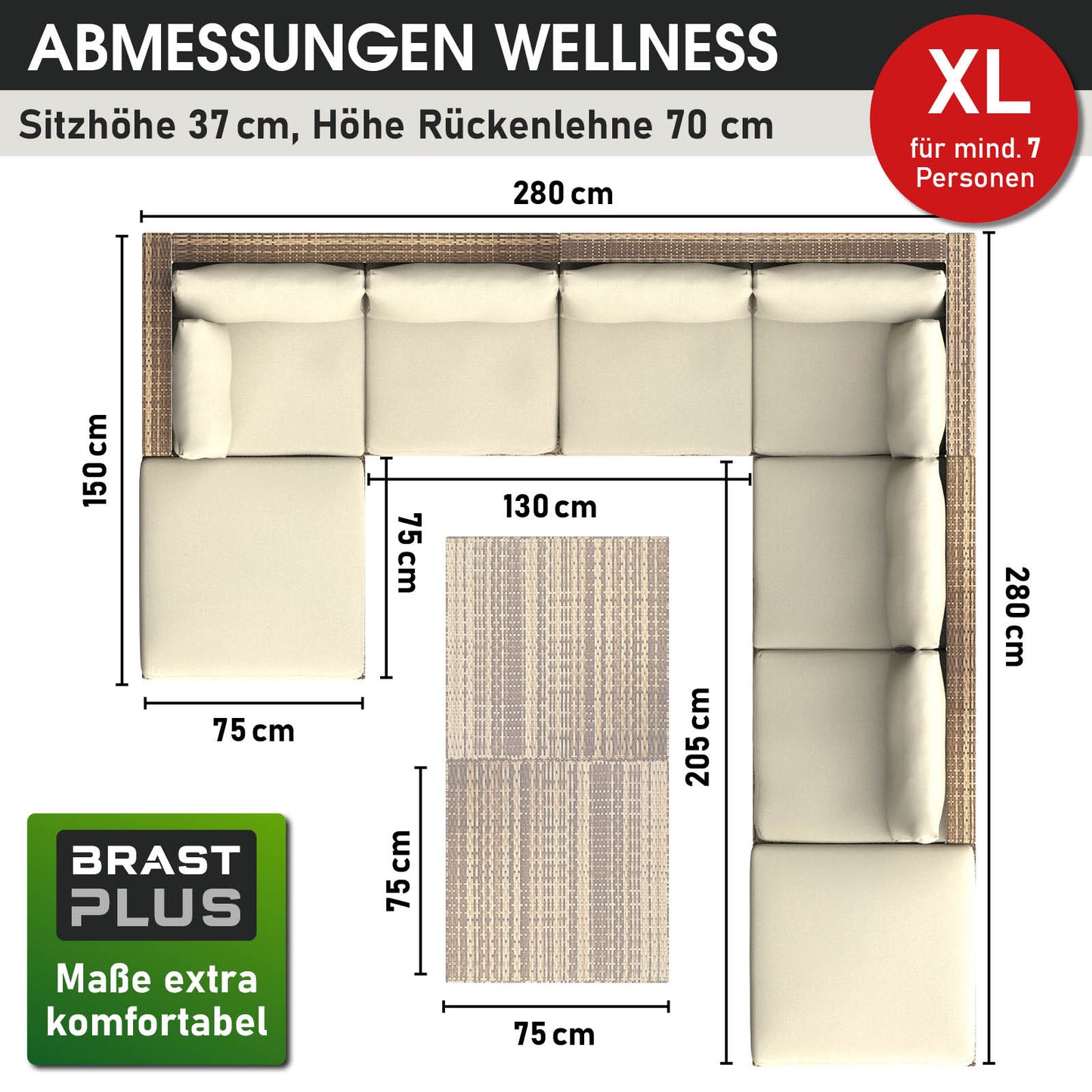 Polyrattan Gartenmöbelset WELLNESS braun