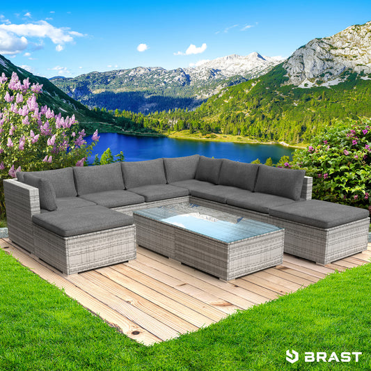 Polyrattan Gartenmöbelset WELLNESS grau