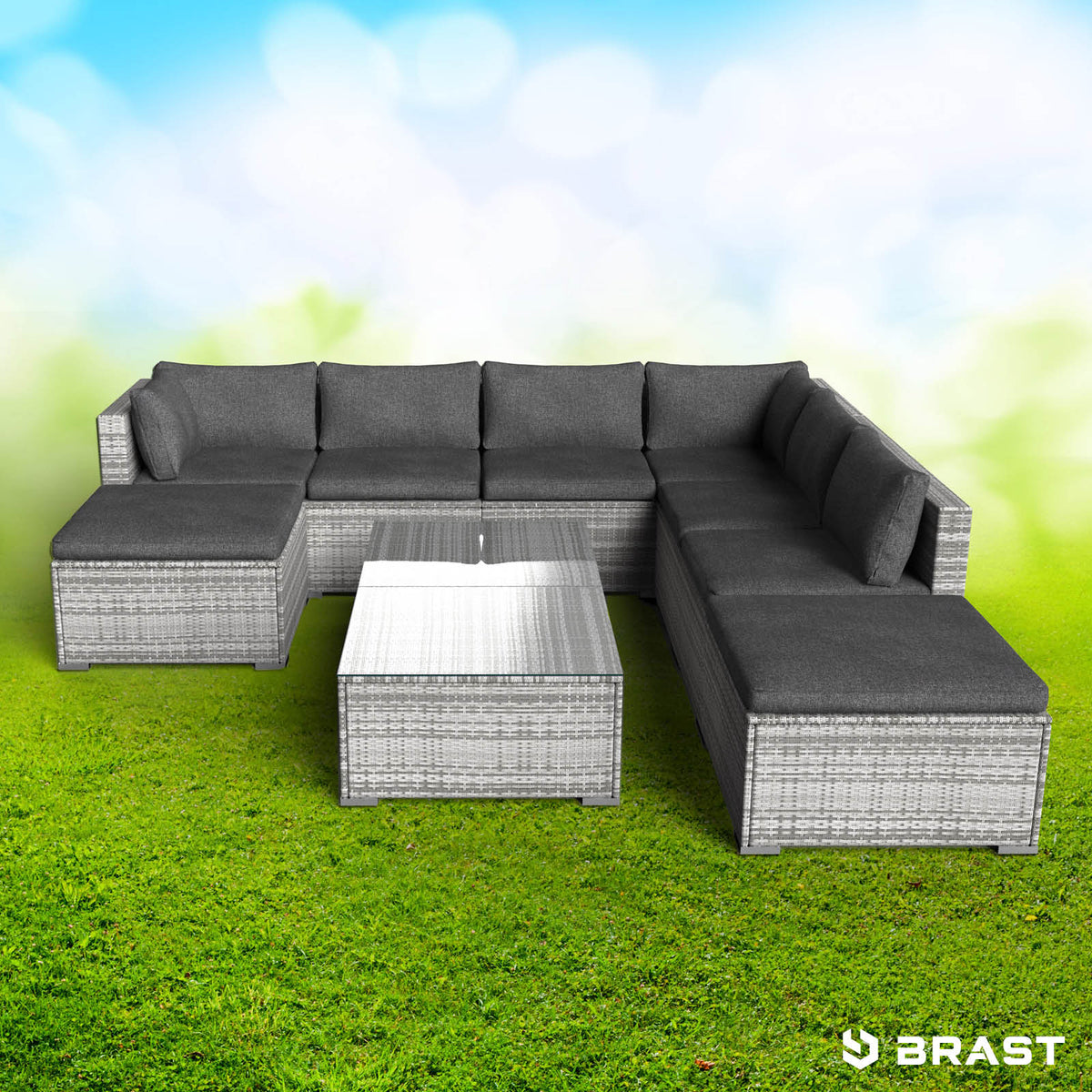 Polyrattan Gartenmöbelset WELLNESS grau