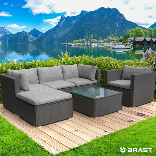 Polyrattan Gartenmöbelset JOY schwarz