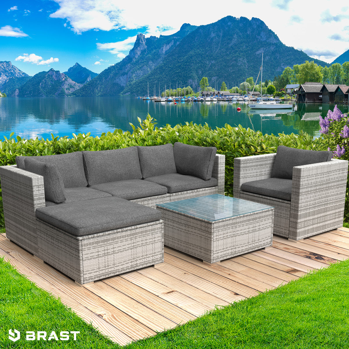 Polyrattan Gartenmöbelset JOY grau