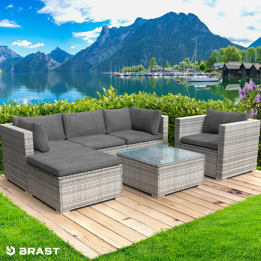 Polyrattan Gartenmöbelset JOY grau