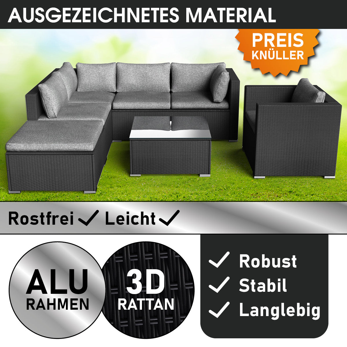 Polyrattan Gartenmöbelset COSY schwarz