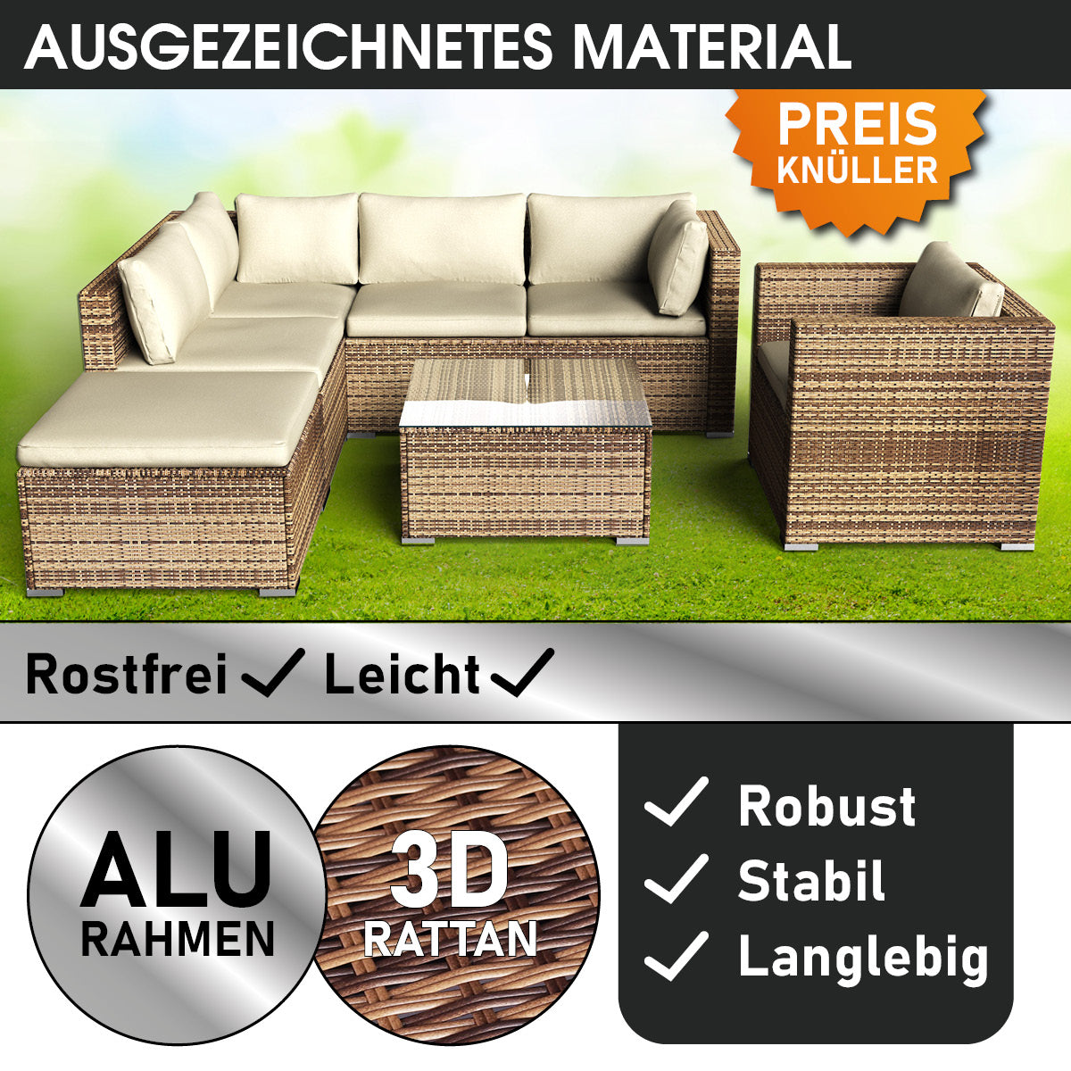 Polyrattan Gartenmöbelset COSY braun