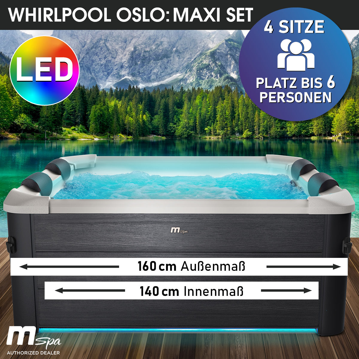 BRAST Mspa Whirlpool OSLO Maxi Set 6 Personen