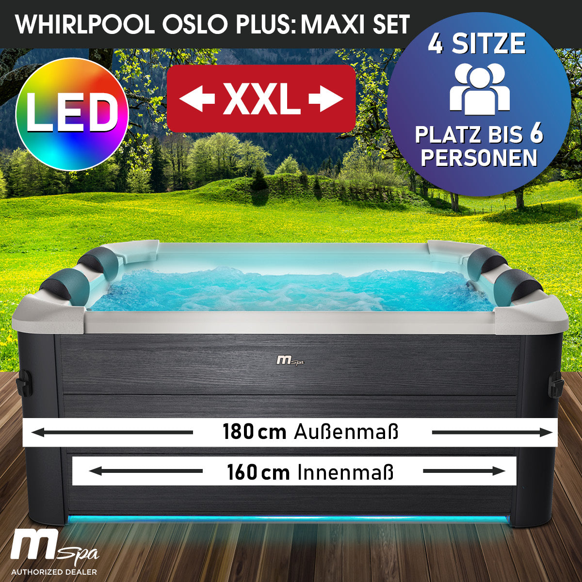 BRAST Mspa Whirlpool OSLO PLUS XL Maxi Set 6 Personen