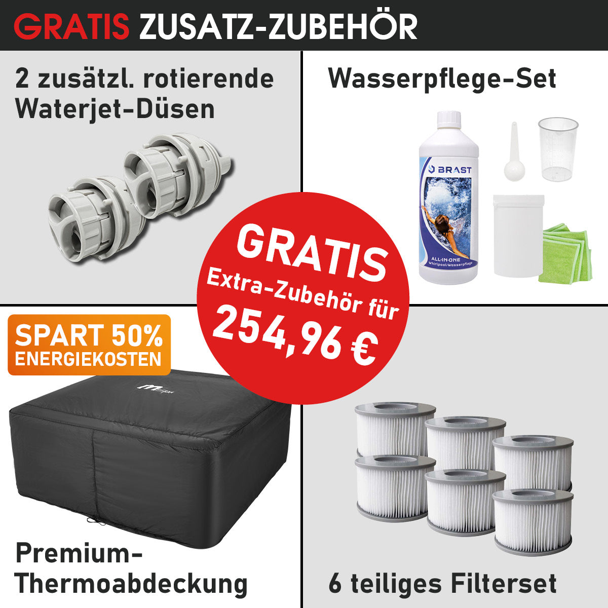 BRAST Mspa Whirlpool OSLO PLUS XL Maxi Set 6 Personen