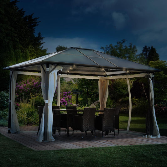 Alu Pavillon DELUXE 3x4m inkl. Moskitonetz und LED