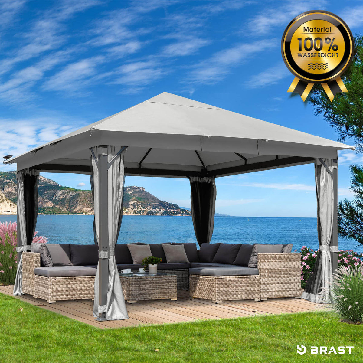 Alu Pavillon INFINITY 3x4m hellgrau