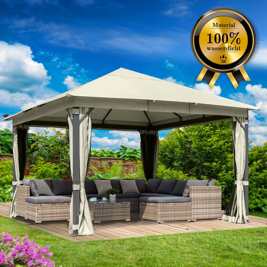 Alu Pavillon Infinity 4x4m beige inkl. LEDs
