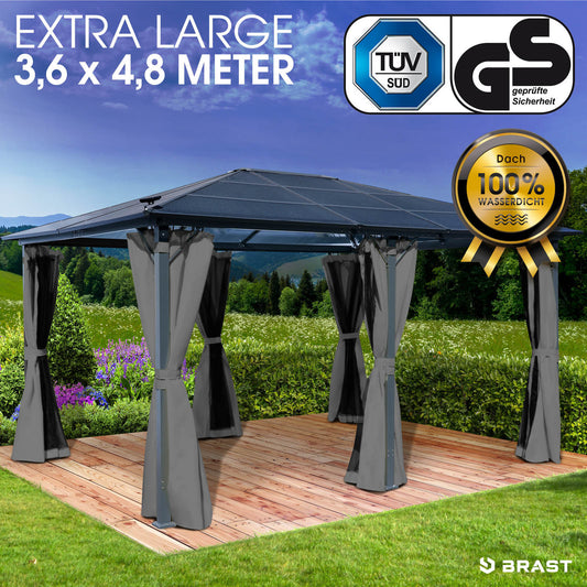 Alu-Pavillon Premium 3,6x4,8m grau
