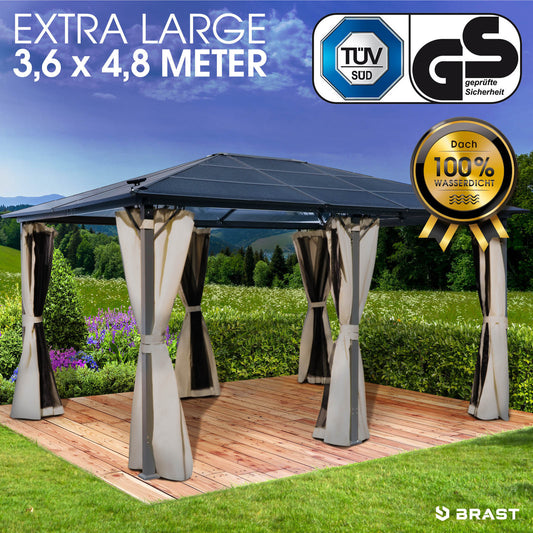 Alu-Pavillon Premium 3,6x4,8m beige
