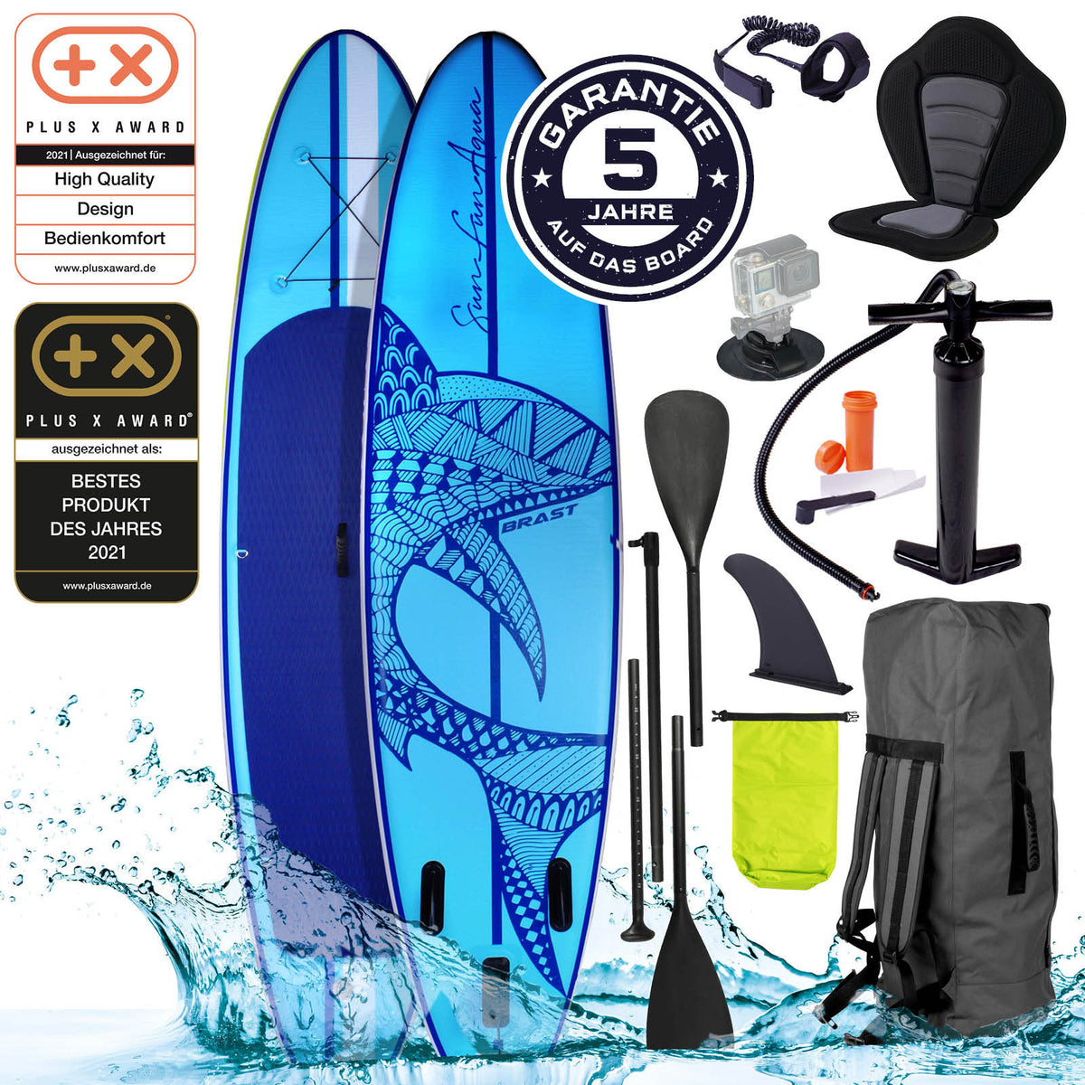 SUP Board aufblasbar SHARK 300 blue