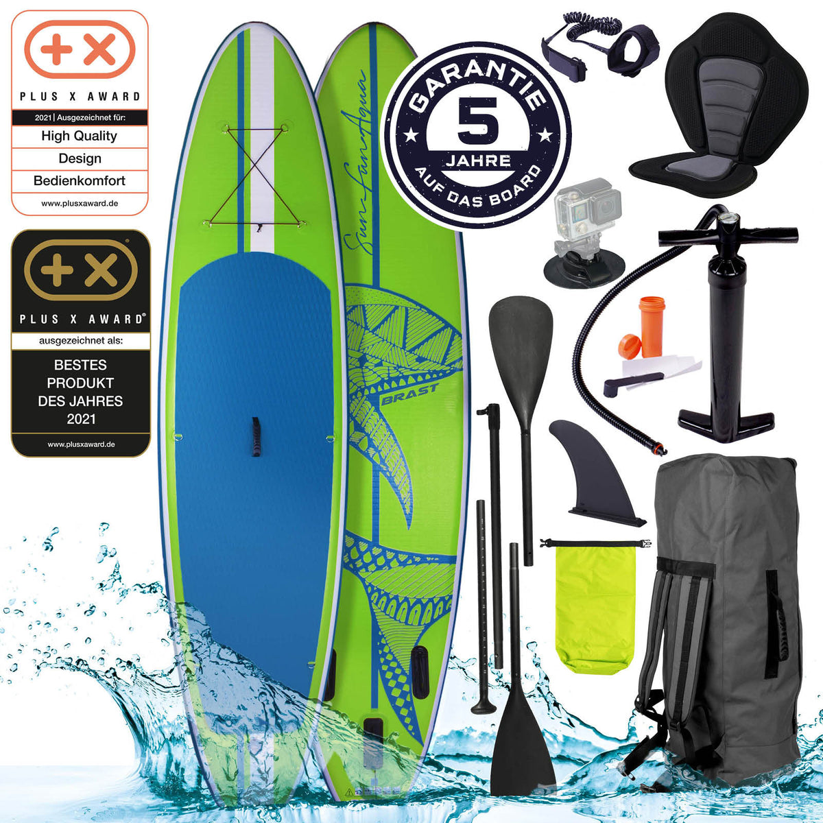 SUP Board aufblasbar SHARK 300 green