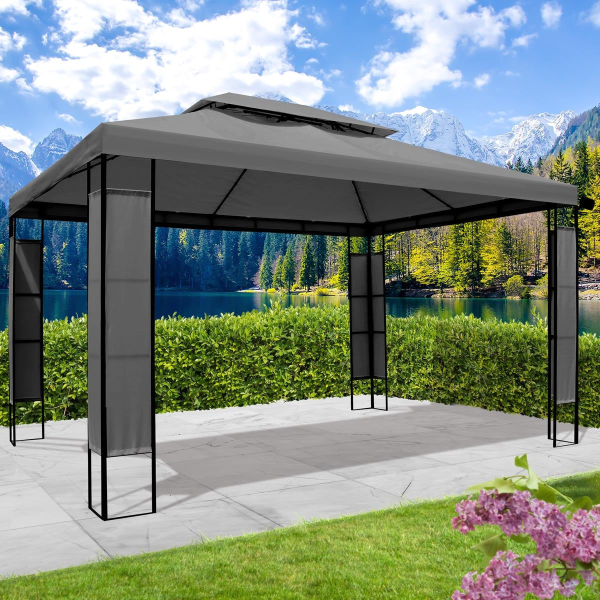 Pavillon Breeze 3x4 m anthrazit inkl. LEDs