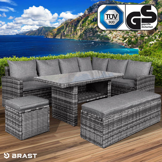Polyrattan Sofa Essgruppe ECO grau/anthrazit