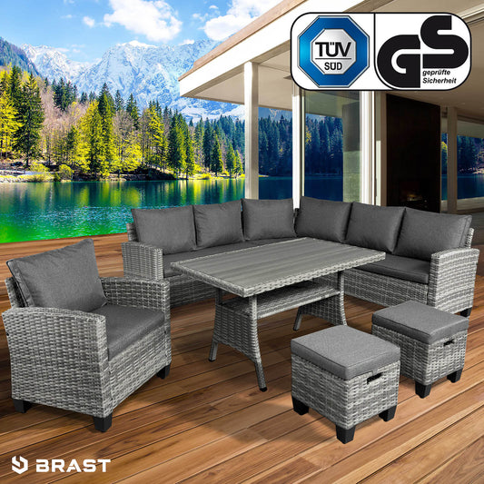 Polyrattan Sofa Essgruppe HACIENDA grau/anthrazit