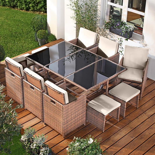Polyrattan Essgruppe CAMOUFLAGE DELUXE 11tlg braun