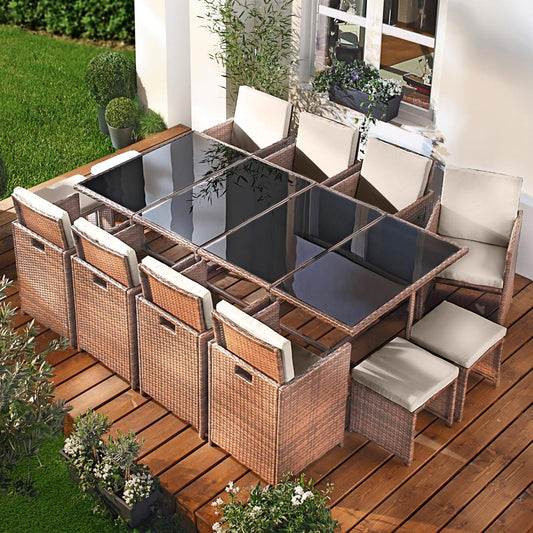 Polyrattan Essgruppe CAMOUFLAGE DELUXE 13tlg braun