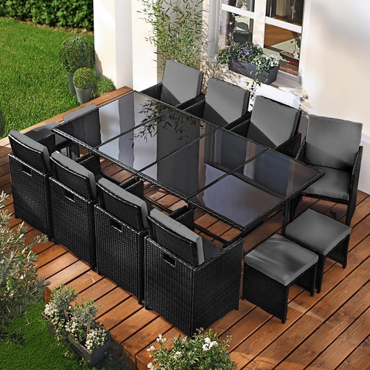 Polyrattan Essgruppe CAMOUFLAGE DELUXE 13tlg schwarz
