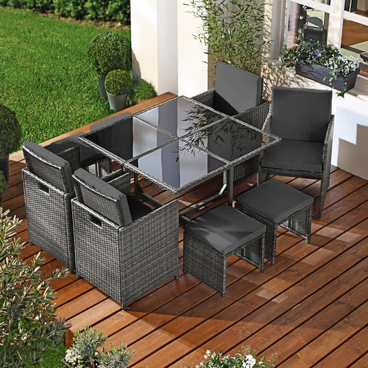 Polyrattan Essgruppe CAMOUFLAGE DELUXE 9tlg braun