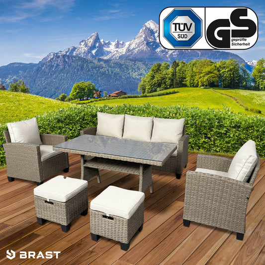 Polyrattan Sofa Essgruppe DELIGHT braun/beige