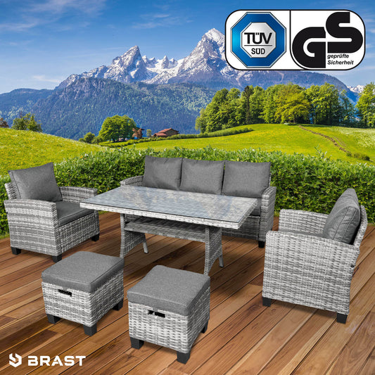 Polyrattan Sofa Essgruppe DELIGHT grau/anthrazit