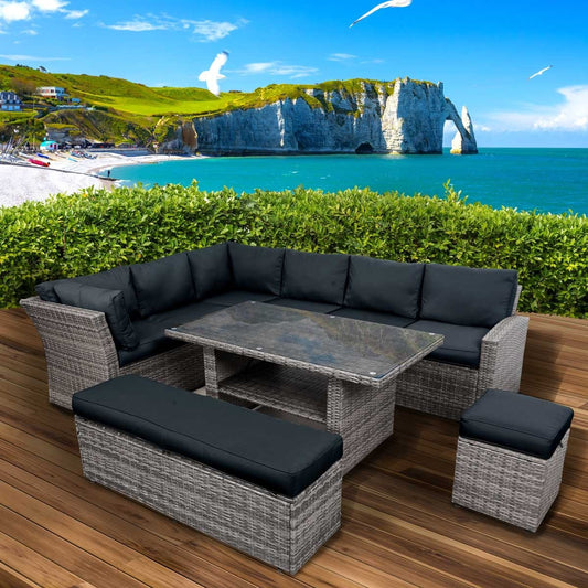 Polyrattan Sofa Essgruppe HOLIDAYS grau/anthrazit