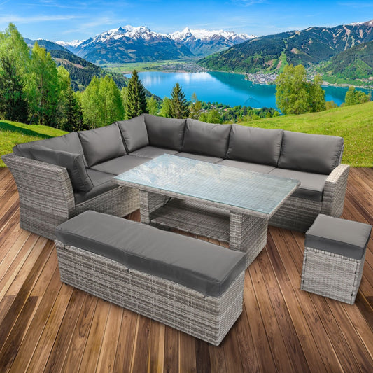 Polyrattan Sofa Essgruppe HOLIDAYS grau/anthrazit