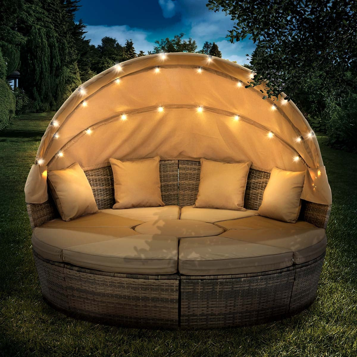 Sonneninsel mit LED inkl. Abdeckung braun/beige