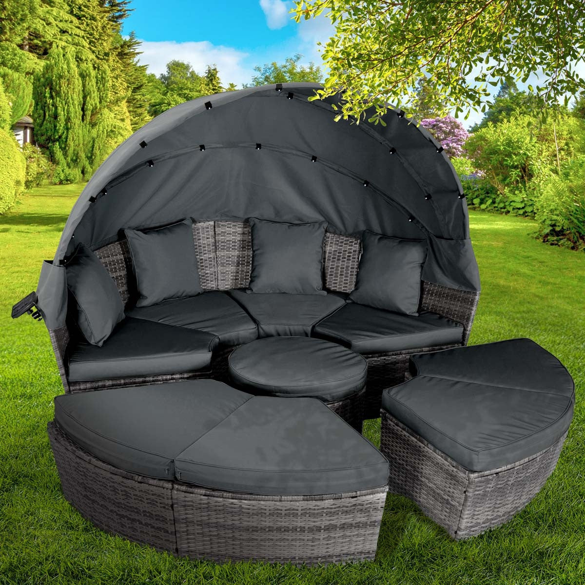 Sonneninsel mit LED inkl. Abdeckung grau/anthrazit