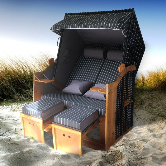 Strandkorb DELUXE Nadelstreifen anthrazit/weiß