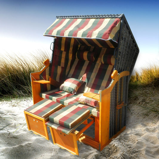 Strandkorb DELUXE rot/grün/beige