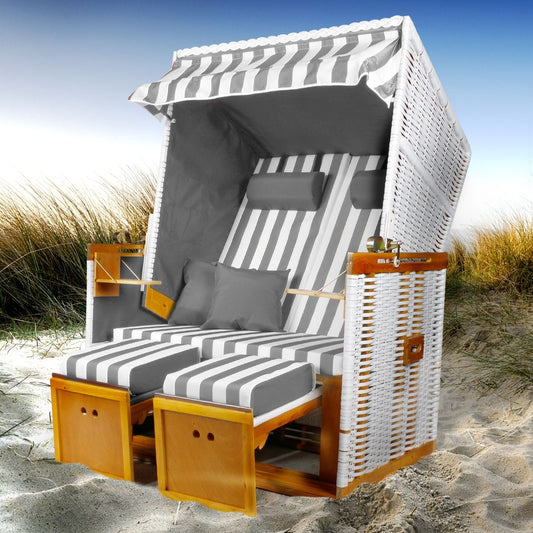 Strandkorb NORDERNEY grau/weiß/ gestreift